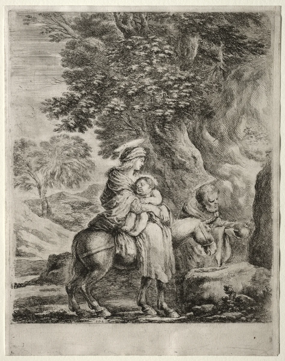 Flight into Egypt by Stefano della Bella, print, 1657-1667