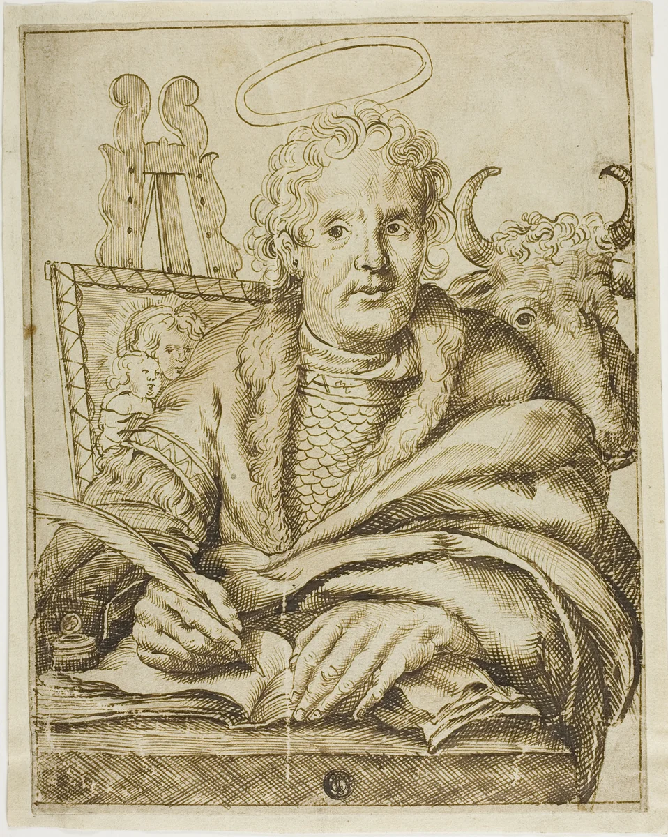 Saint Luke by Cornelis Visscher, drawing, 1645-1655
