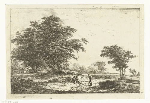 Landschap met rustende figuren by Hermanus van Brussel, print, 1800-1815