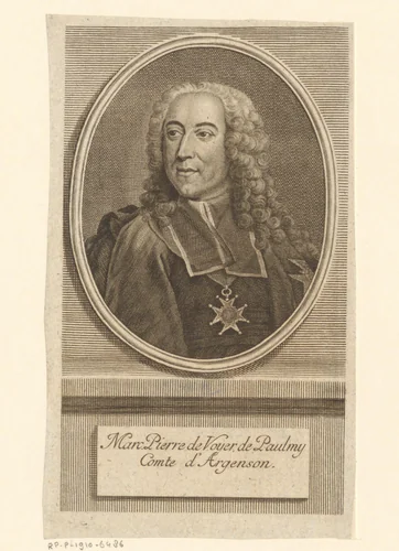Portret van Marc-Pierre de Voyer de Paulmy, marquis d'Argenson by Johann Martin Bernigeroth, print, 1747