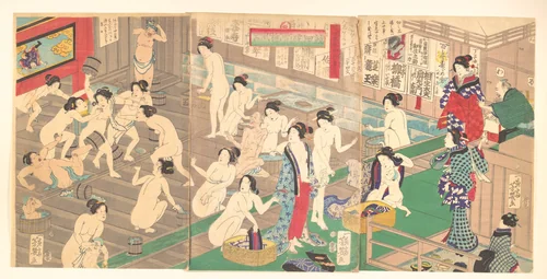 Interior of a Public Bath by Utagawa Yoshiiku, print, 1833-1868