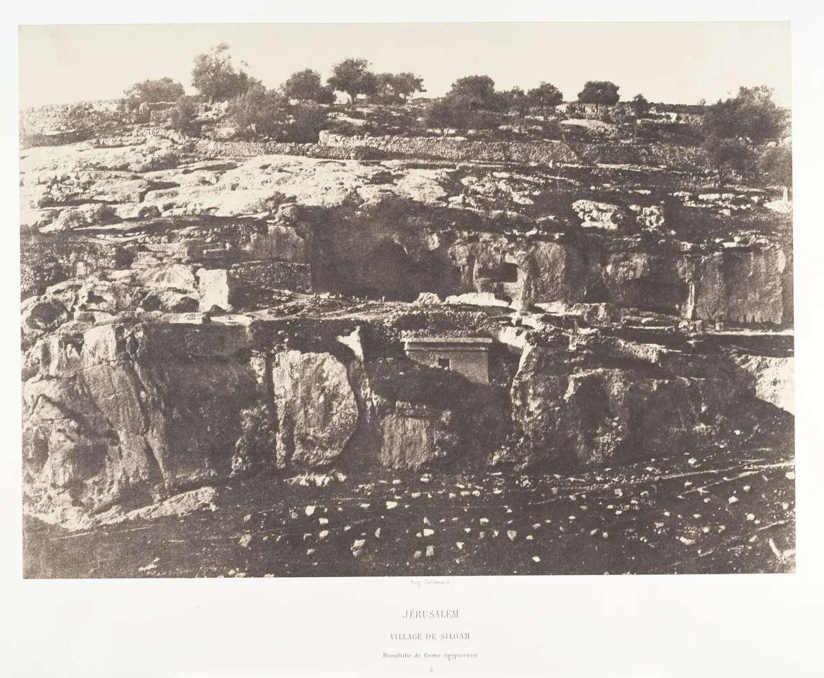Jérusalem, Village de Siloam, Monolithe de forme égyptienne, 2 by Auguste Salzmann, photograph, 1854-1859