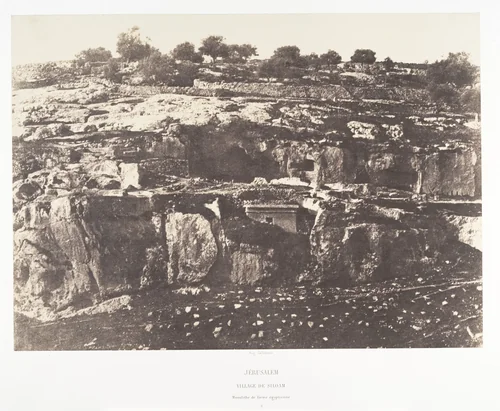 Jérusalem, Village de Siloam, Monolithe de forme égyptienne, 2 by Auguste Salzmann, photograph, 1854-1859
