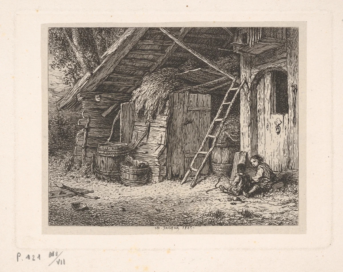 Coin de Ferme by Charles Jacque, print, 1813-1894
