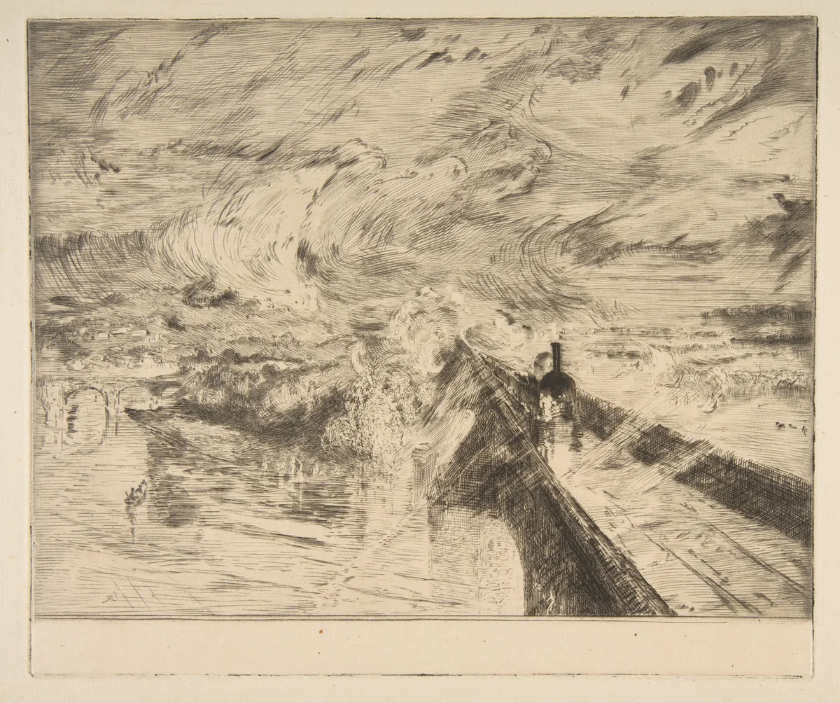 La Locomotive by Félix Bracquemond, print, 1873