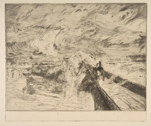 La Locomotive by Félix Bracquemond, print, 1873