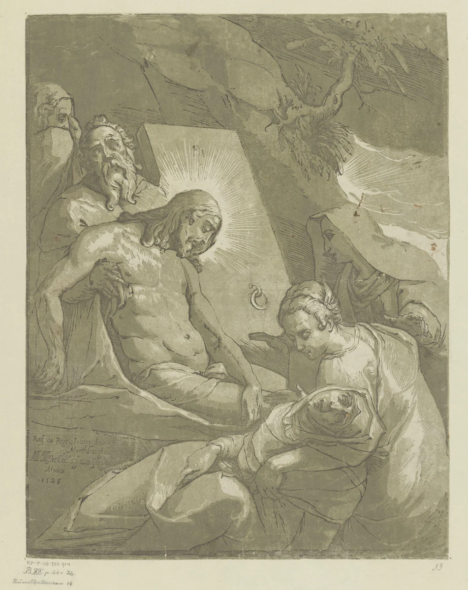 Graflegging van Christus by Unknown, print, 1585