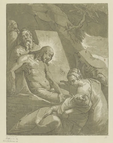 Graflegging van Christus by Unknown, print, 1585