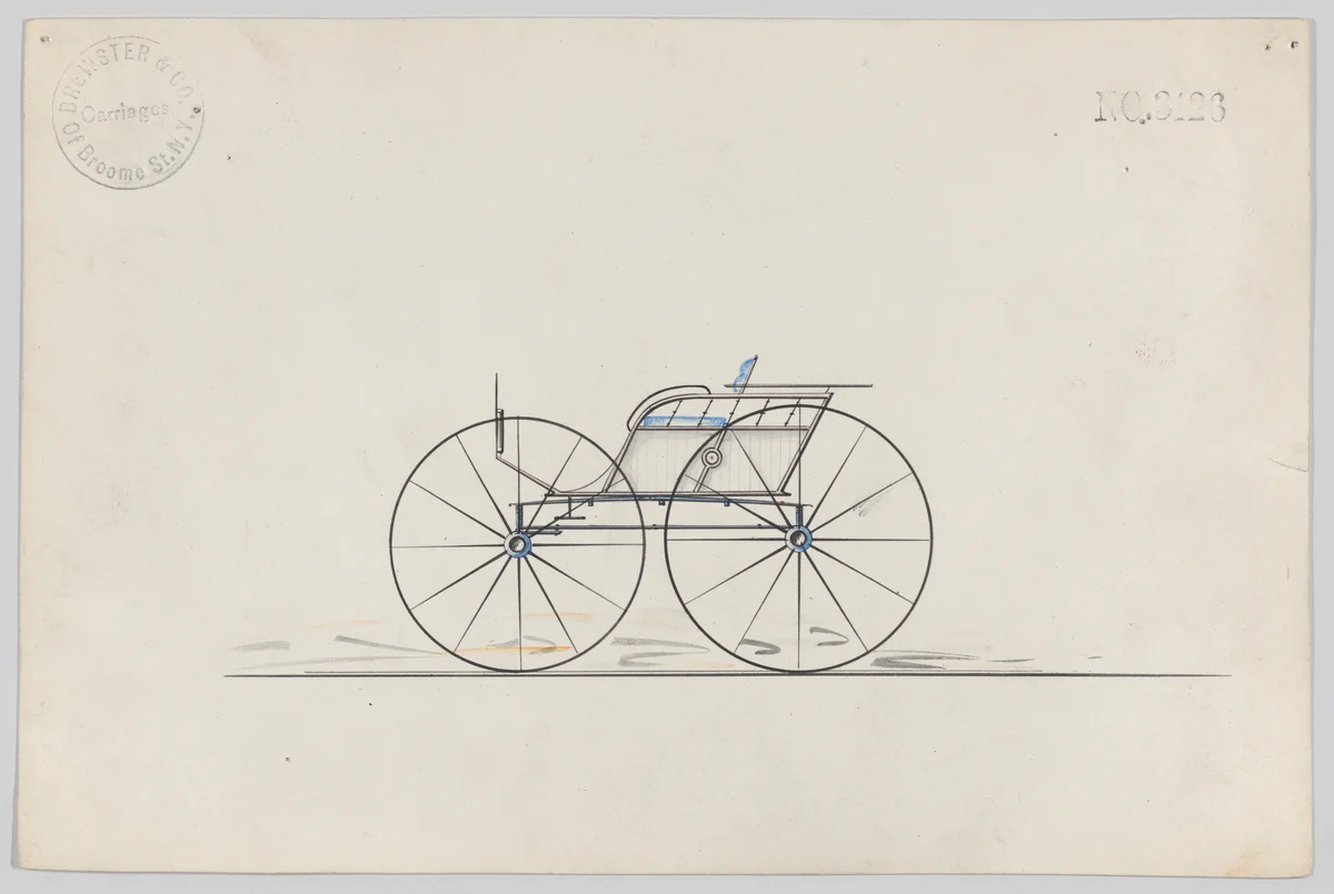 Game Wagon, #3126 by Brewster & Co., drawing, 1875
