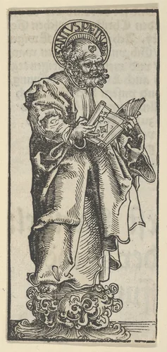 Silver Statuette of St. Peter from the Wittenberg Reliquaries by Lucas Cranach, print, 1472-1553