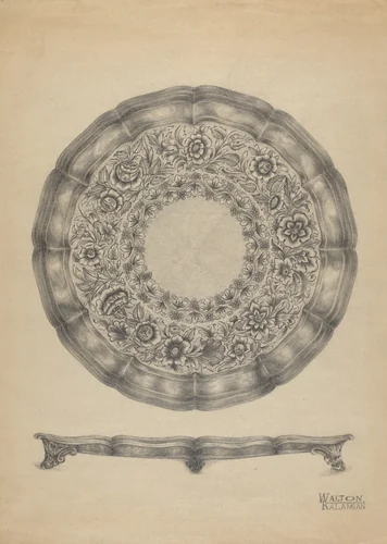 Silver Tray by Kalamian Walton, index of american design, 1936