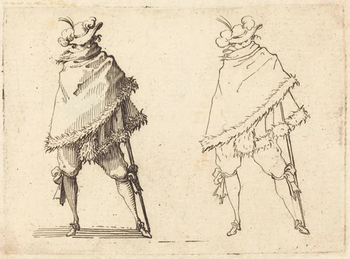 Man Wrapped in His Mantle by Jacques Callot, print, 1617