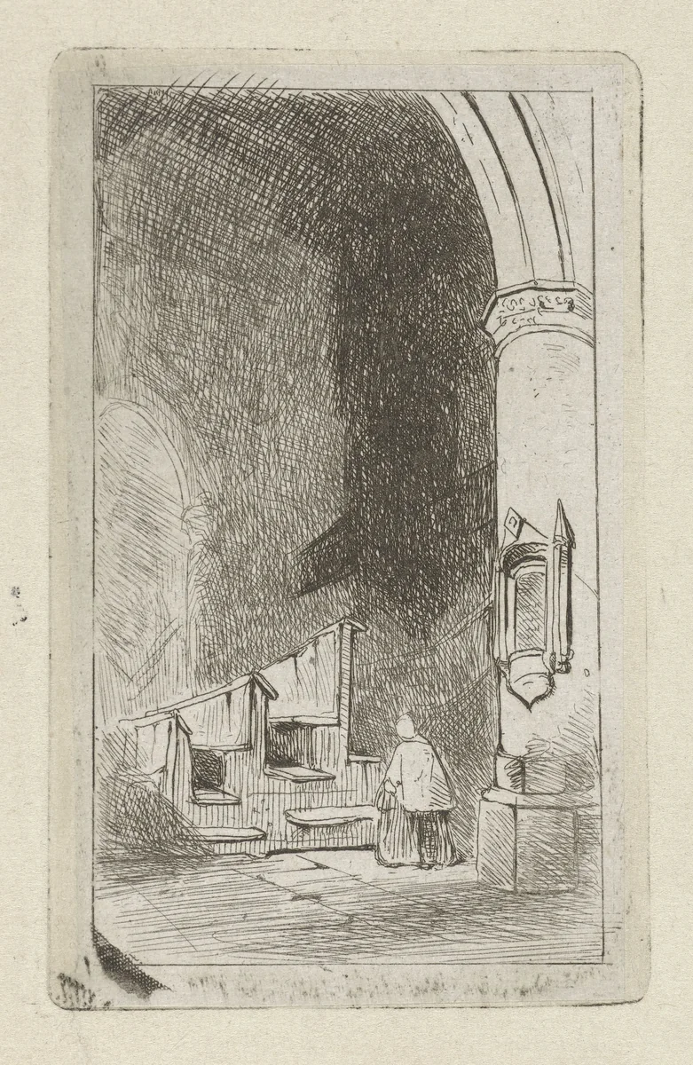 Kerkinterieur by Jan Diederikus Kruseman, print, 1838-1918