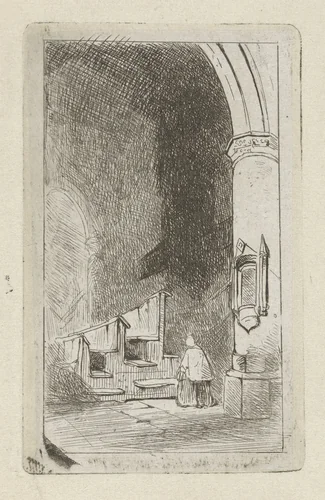 Kerkinterieur by Jan Diederikus Kruseman, print, 1838-1918