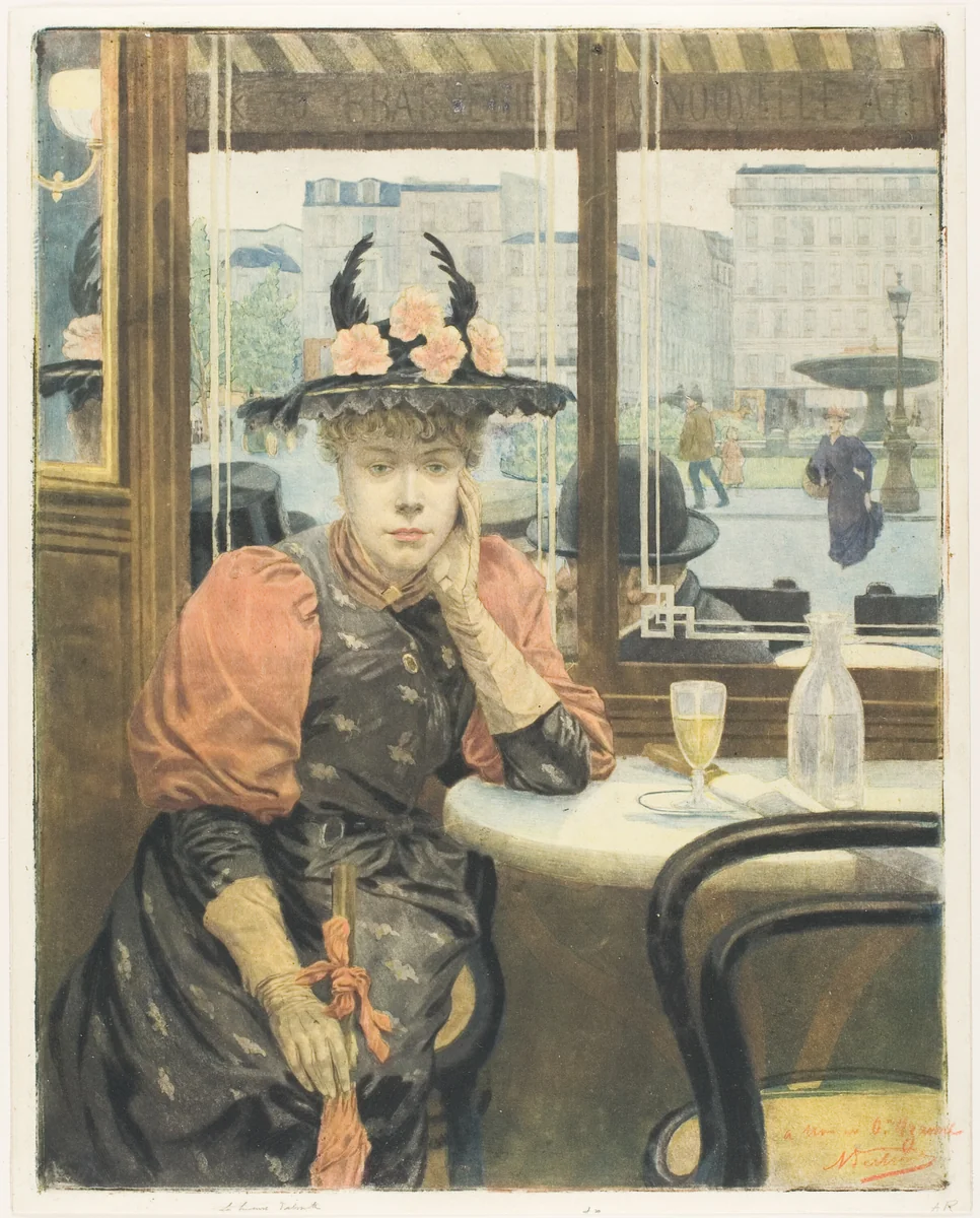 The Absinthe Drinker by Albert Emmanuel Bertrand, print, 1895-1905