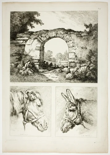 Plate Fourteen of 38 from Oeuvres de J. B. Huet by Jean Baptiste Huet, print, 1796-1799