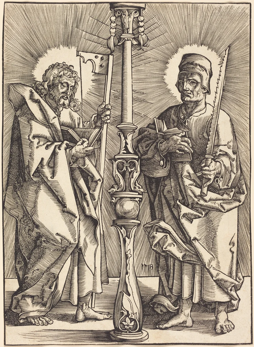 Saint James the Less and Saint Simon by Hans Vischer, print, 1518