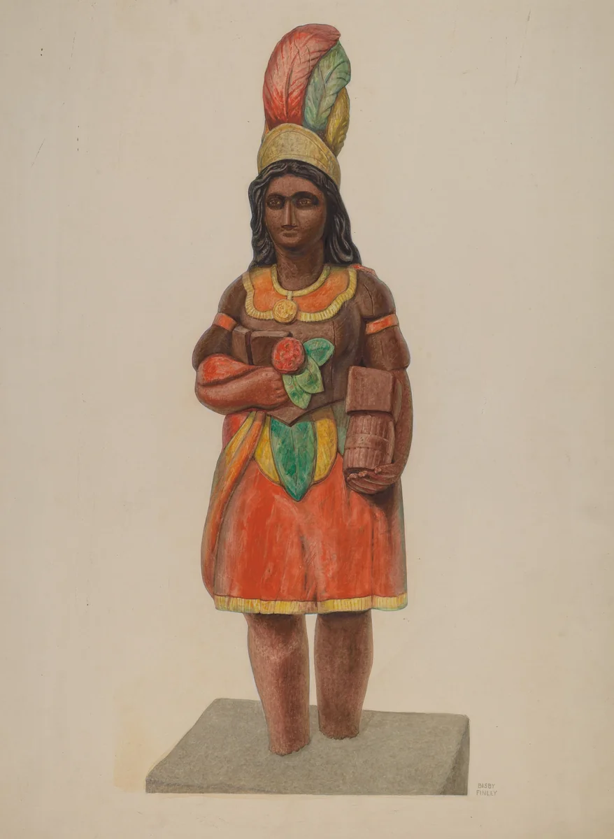 Cigar Store Indian by Bisby Finley, index of american design, 1936
