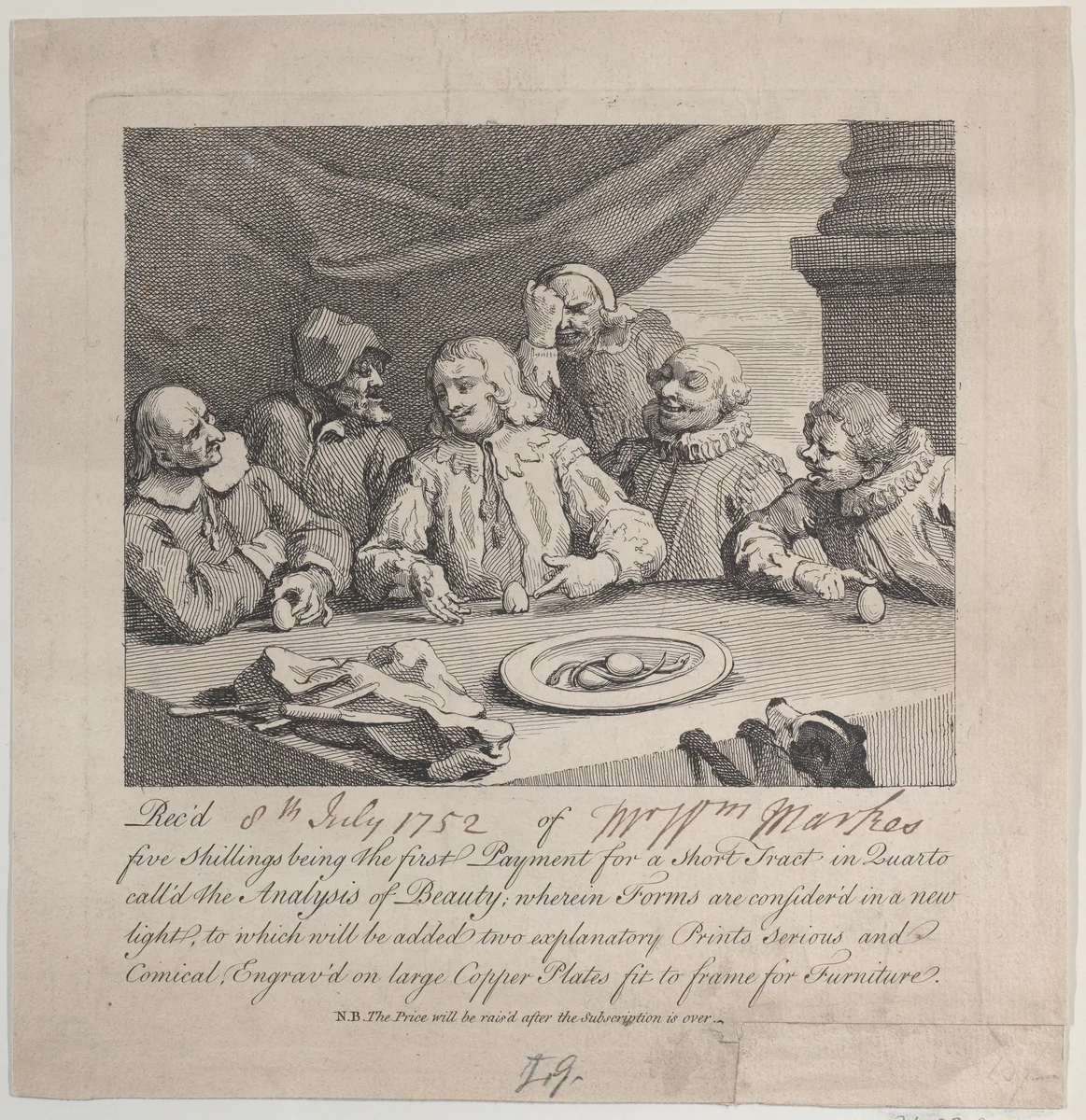 Columbus Breaking the Egg by William Hogarth, print, 1700-1800