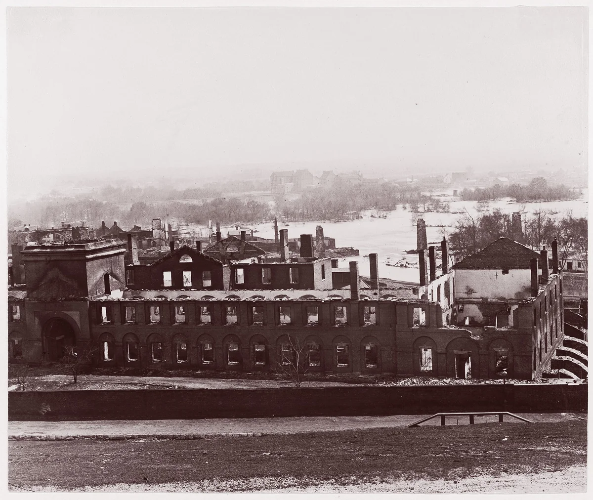 [Ruins of the Arsenal, Richmond, Virginia, after Evacuations] by Alexander Gardner, photograph, 1865