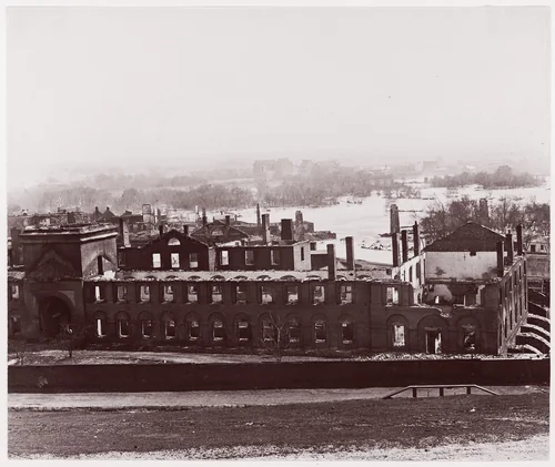 [Ruins of the Arsenal, Richmond, Virginia, after Evacuations] by Alexander Gardner, photograph, 1865