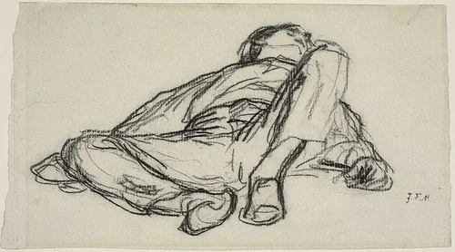Sleeping Peasant by Jean-François Millet, drawing, 1855-1875