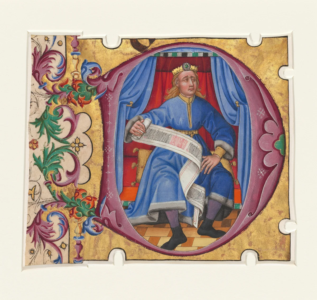 Initial D with David by Master of the Cypresses, drawing, 1430-1440