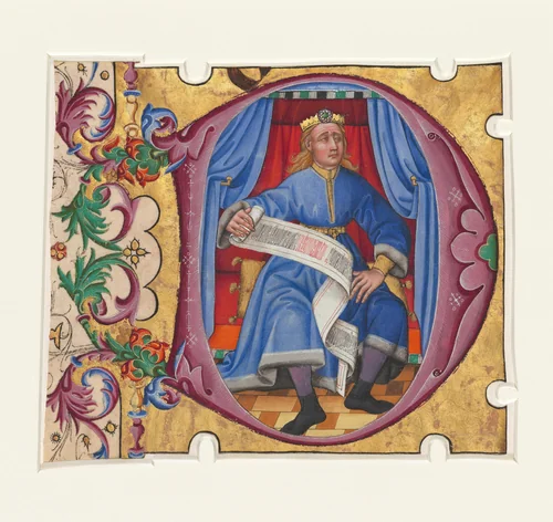 Initial D with David by Master of the Cypresses, drawing, 1430-1440