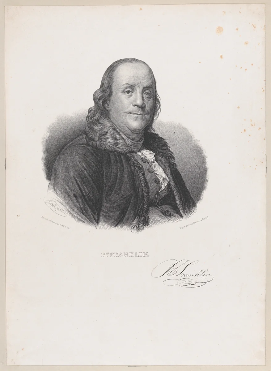 Benjamin Franklin by Auguste Toussaint Lecler, print, 1818-1848