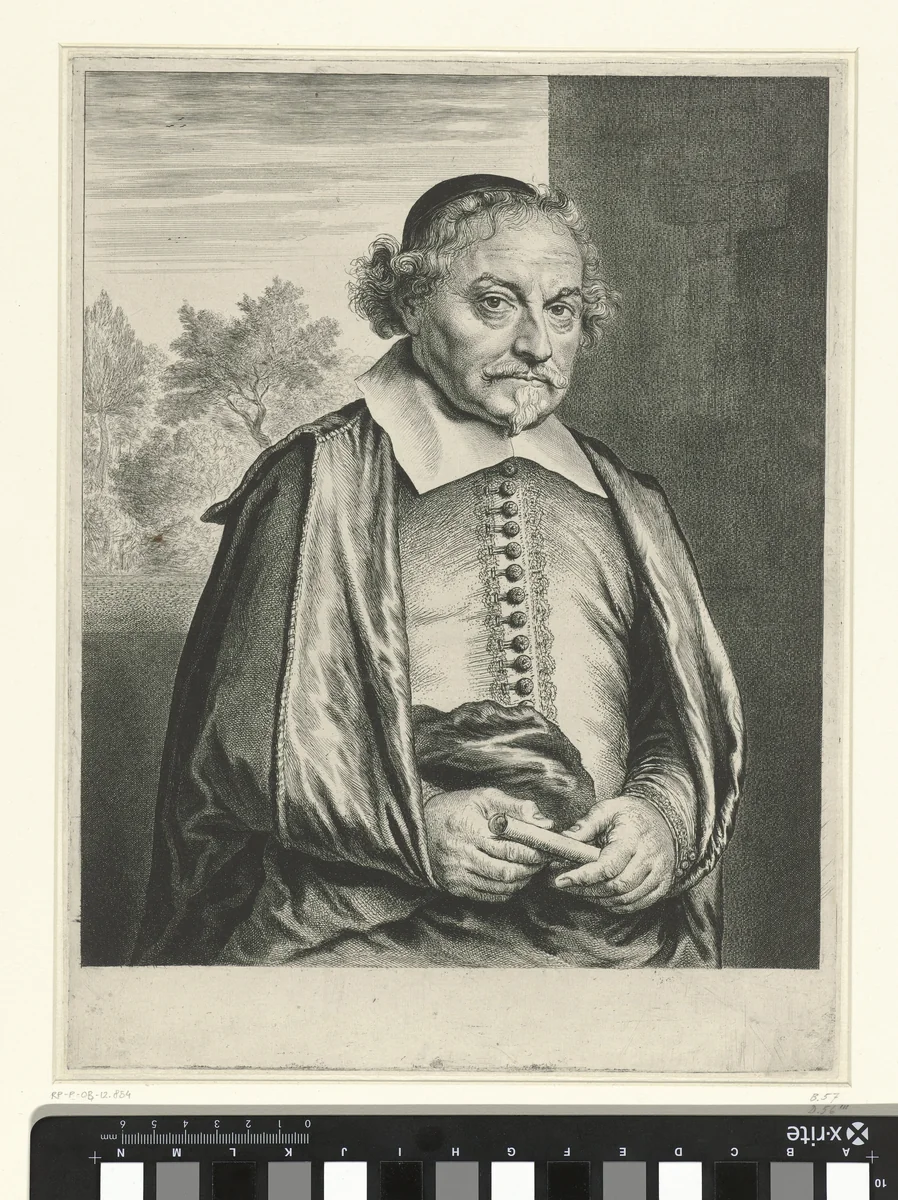 Portret van Joost van den Vondel by Jan Lievens, print, 1644-1650
