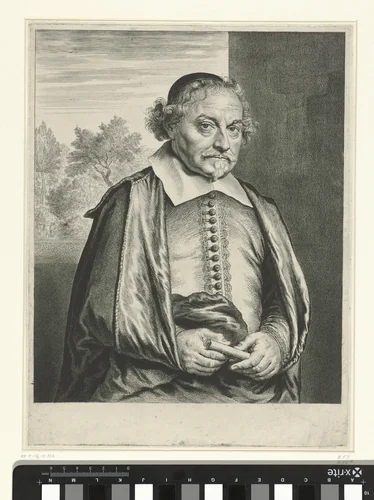 Portret van Joost van den Vondel by Jan Lievens, print, 1644-1650