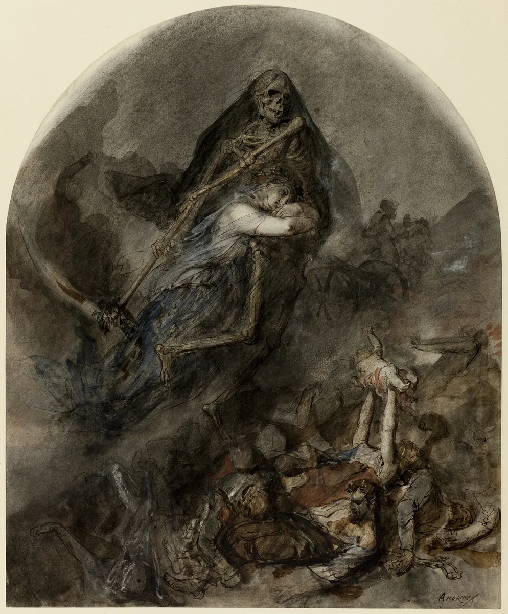Allegory of Death by Clement Auguste Andrieux, drawing, 1855-1865
