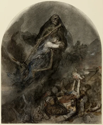 Allegory of Death by Clement Auguste Andrieux, drawing, 1855-1865