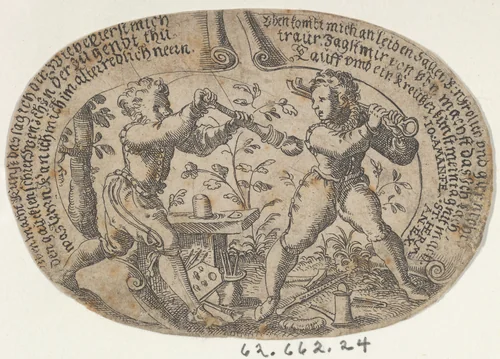 The Young Painter and Young Goldsmith, from The Duels of the Workmen by Jost Amman, print, 1588