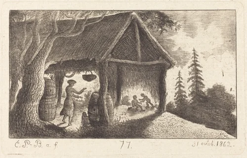 The Shed with Children Fighting by Emmanuel Phélippes-Beaulieu, print, 1862