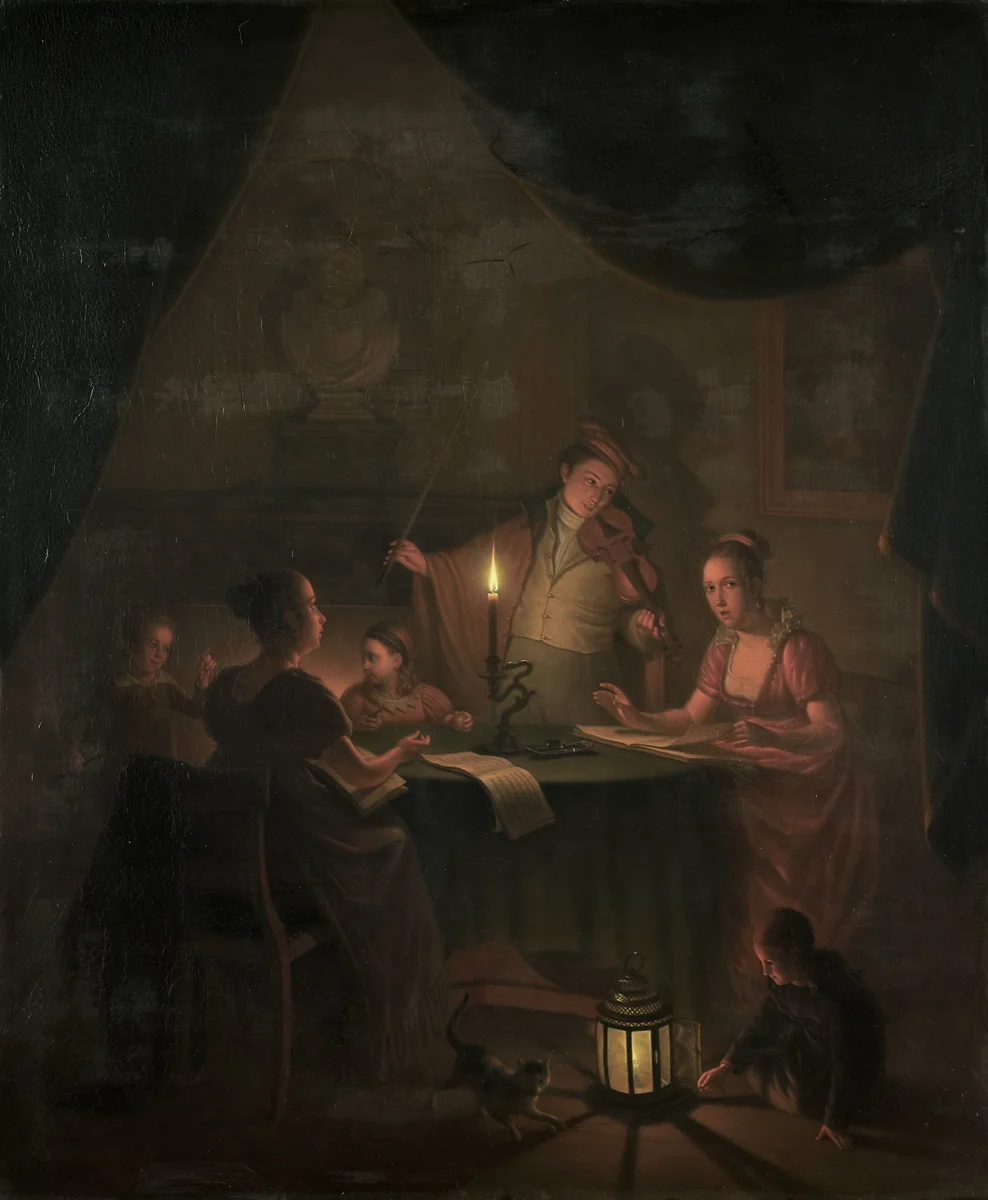 A Musical Party by Candlelight by Michiel Versteegh, painting, 1786-1820