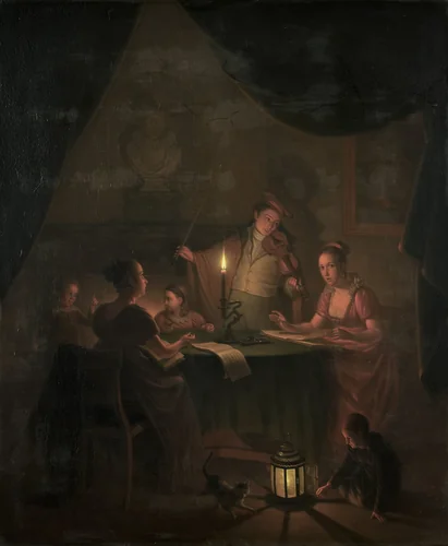 A Musical Party by Candlelight by Michiel Versteegh, painting, 1786-1820
