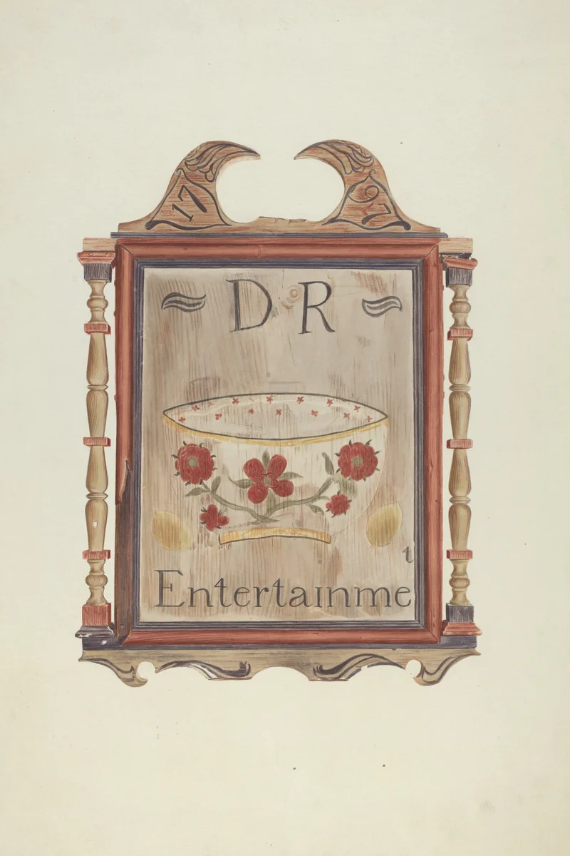 David Reed's Tavern Sign (recto) by Frances Cohen, index of american design, 1938