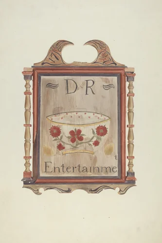 David Reed's Tavern Sign (recto) by Frances Cohen, index of american design, 1938