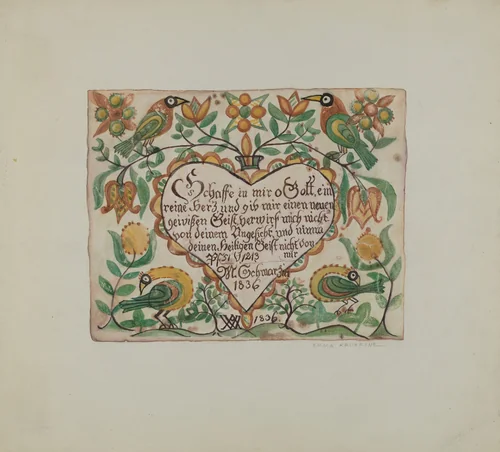 Birth Certificate by Emma M Krumrine, index of american design, 1939