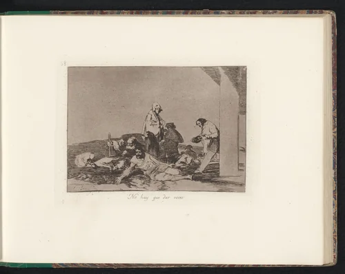 Hongerige vluchtelingen bedelen om voedsel by Francisco de Goya, book, 1810-1820