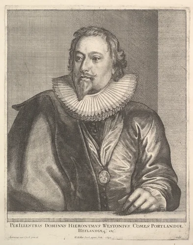 Hieronymus Westonius (Richard Weston, Earl of Portland) by Wenceslaus Hollar, print, 1645