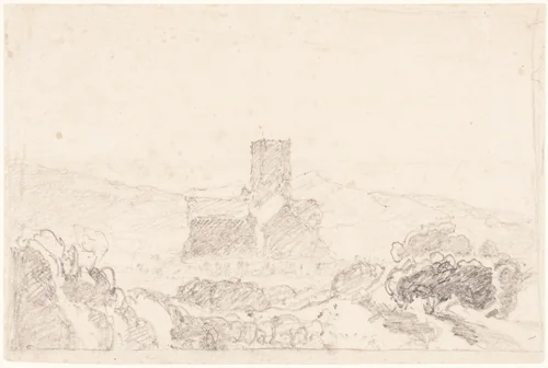 Landscape with Church by John Sell Cotman, drawing, 1800-1850