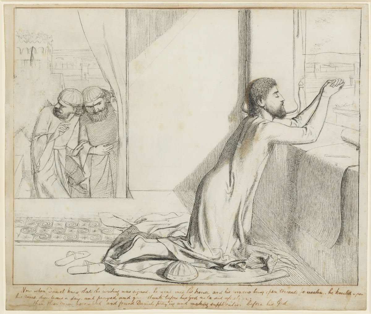 Daniel Praying by William Holman Hunt, artwork, 1849