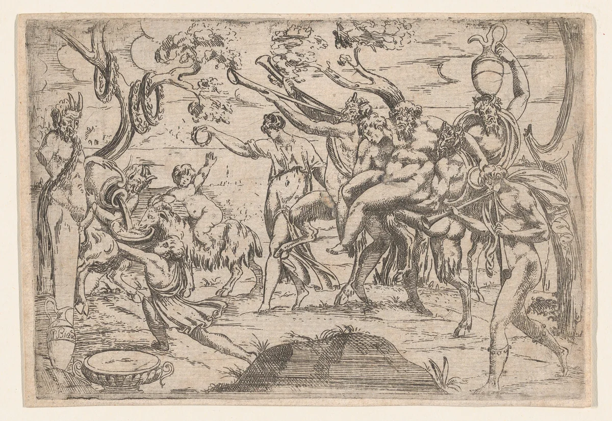 Triumph of Silenus by Pierre Biard II, print, 1607-1661