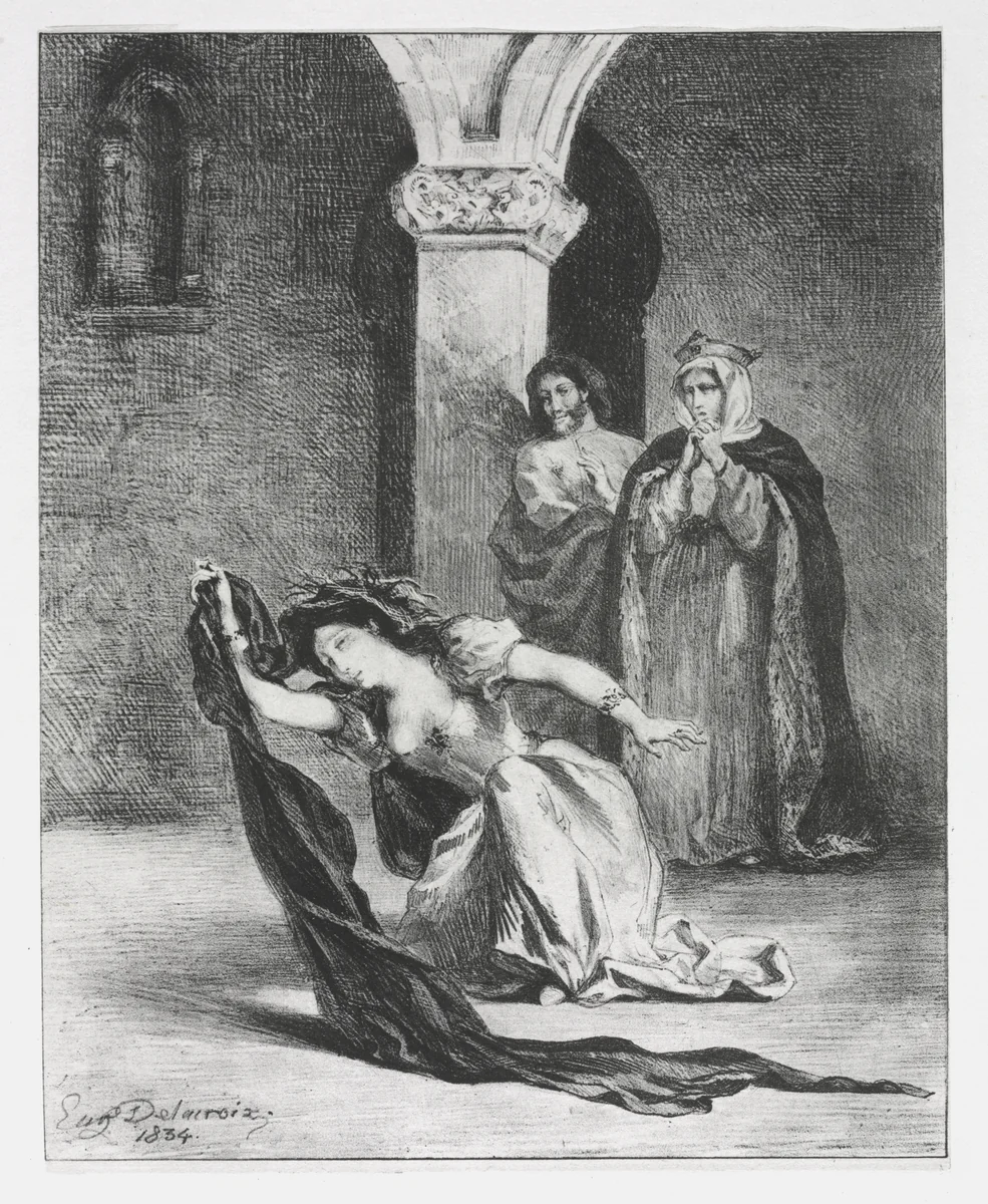 Hamlet: The Chant of Ophelia by Eugène Delacroix, print, 1834