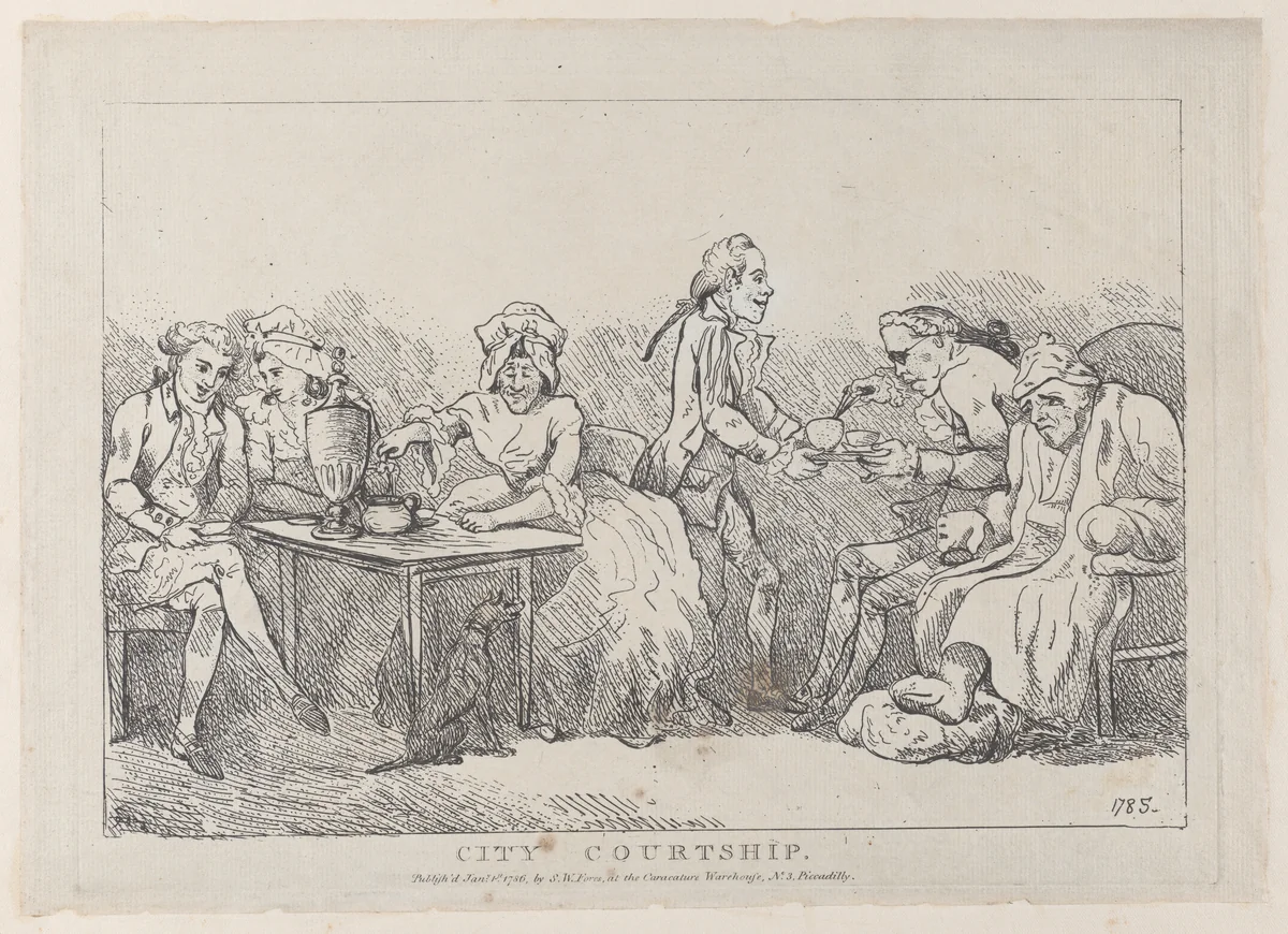 City Courtship by Thomas Rowlandson, print, 1786