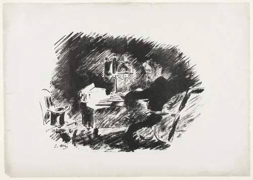 Under the Lamp ("Once upon a midnight dreary..."), from The Raven (Le Corbeau) by Édouard Manet, print, 1875