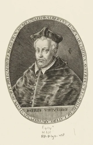 Portret van Albrecht als kardinaal by Unknown, print, 1574-1637