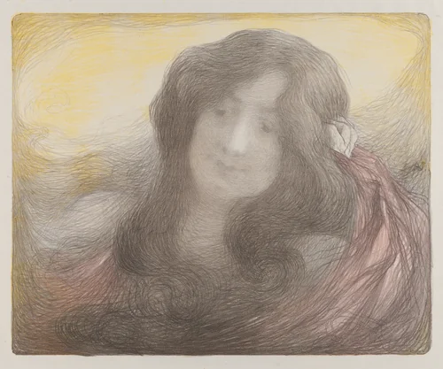 Girl with Long Hair by Edmond François Aman-Jean, print, 1893-1903
